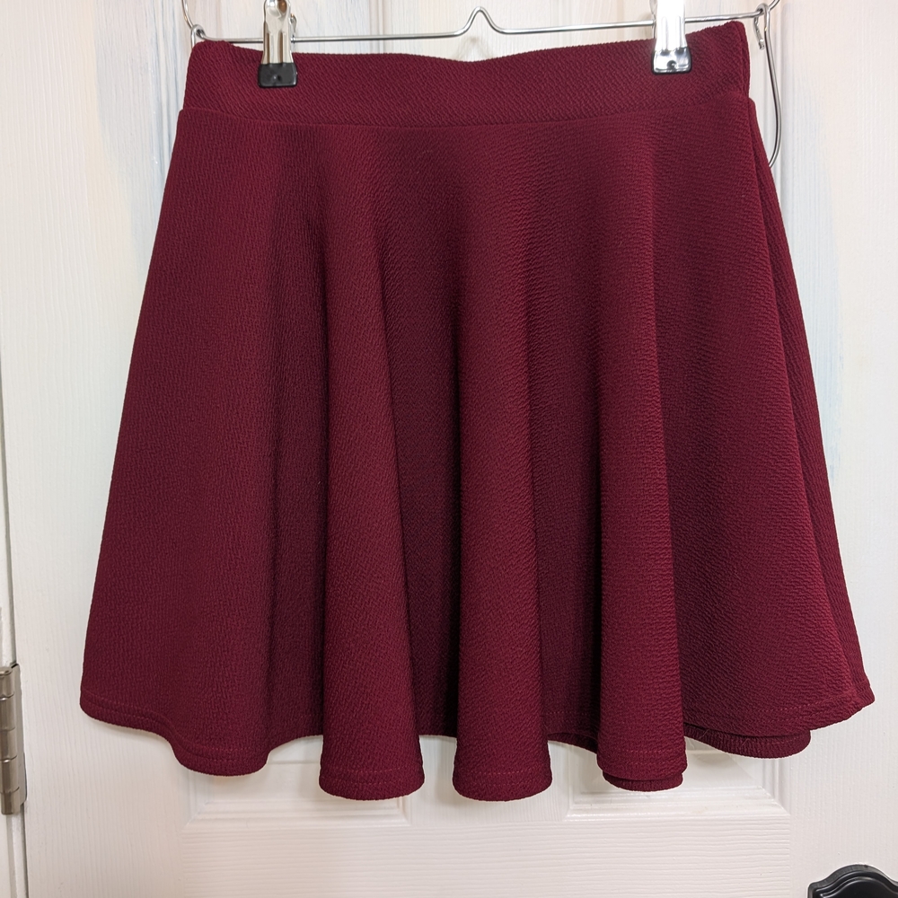 Elegant Burgundy Skater Skirt